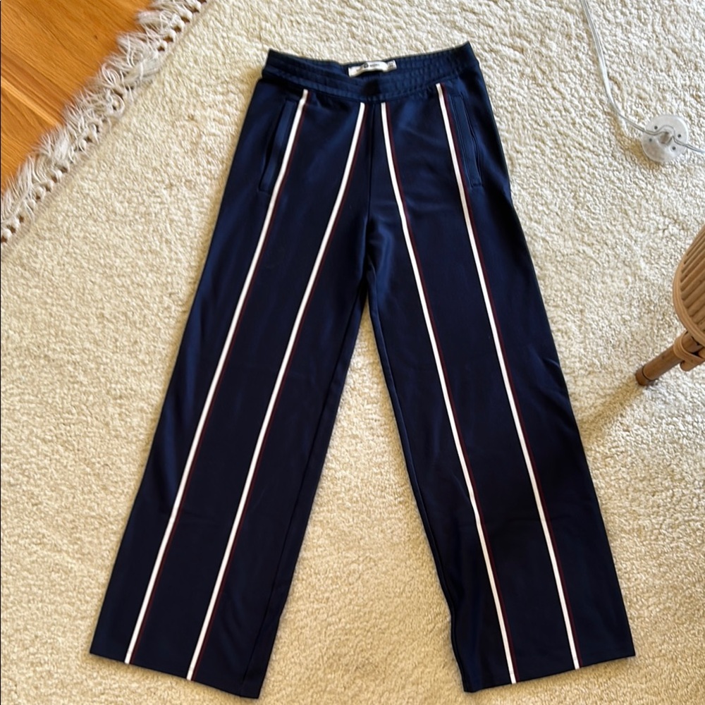 Tory Sport Navy Track Pants with White and Red Stripes